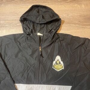 Champion Purdue Boilermakers Pullover Anorak Jacket Hooded Black Grey Mens L